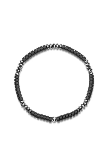 Nialaya Men's Beaded Bracelet Wristband with Black Onyx and Hematite Heishi Beads